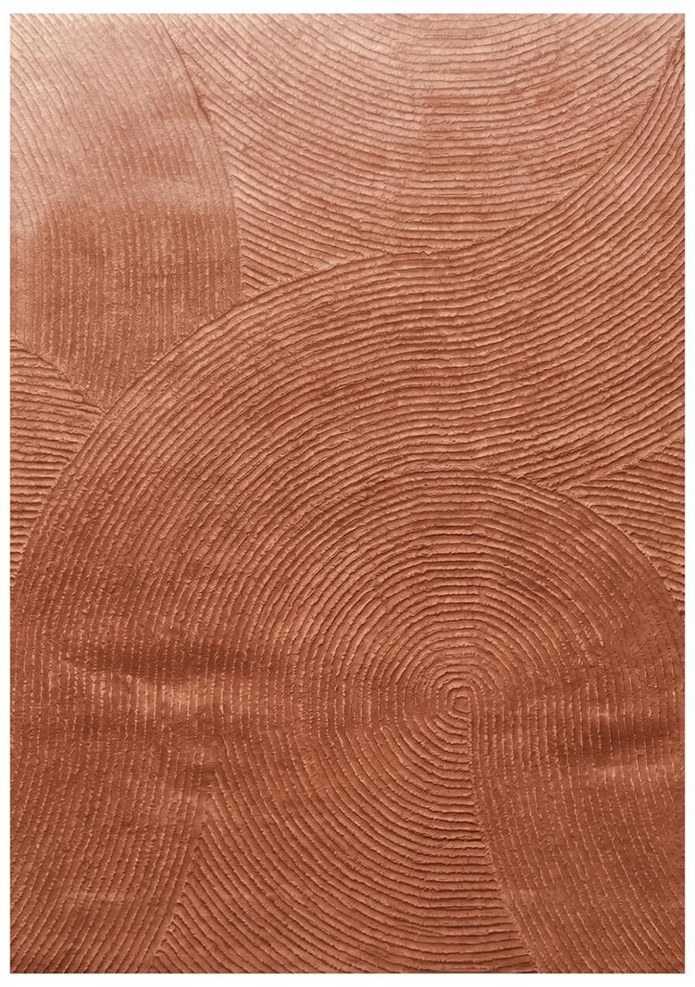 Saffron Rugs Hand Tufted Terracotta Swirls  Rectangular Wool Area Rug - Indya