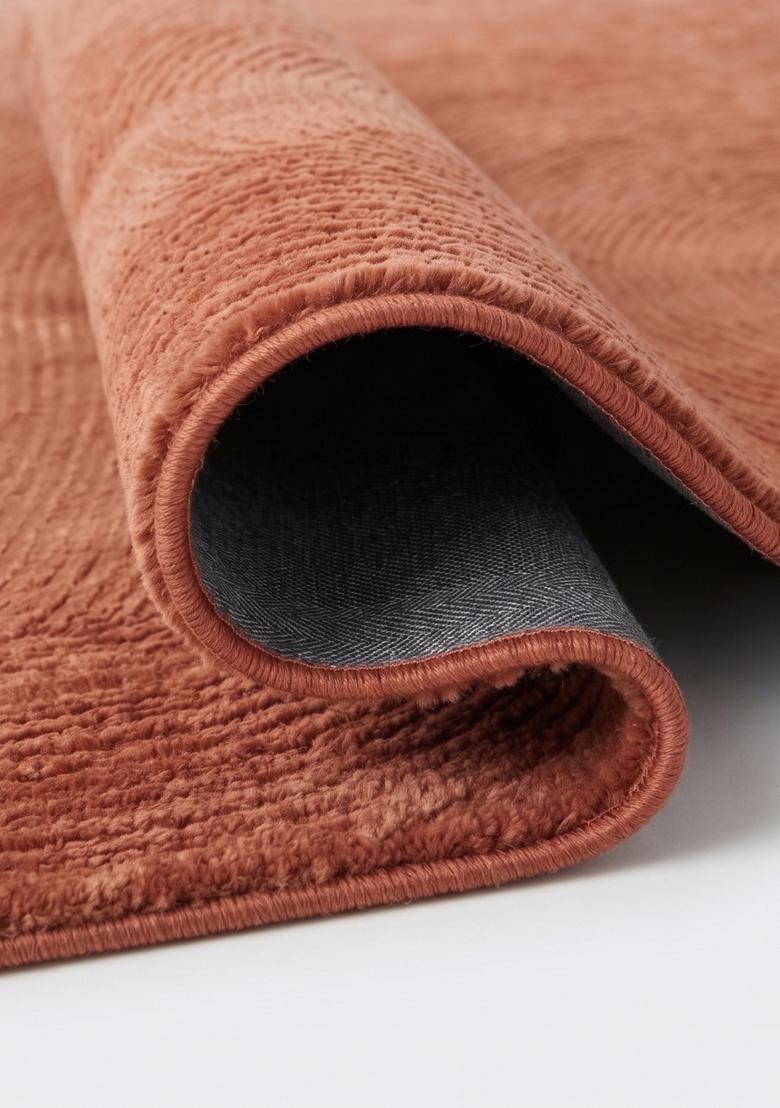 Saffron Rugs Hand Tufted Terracotta Swirls  Rectangular Wool Area Rug - Indya