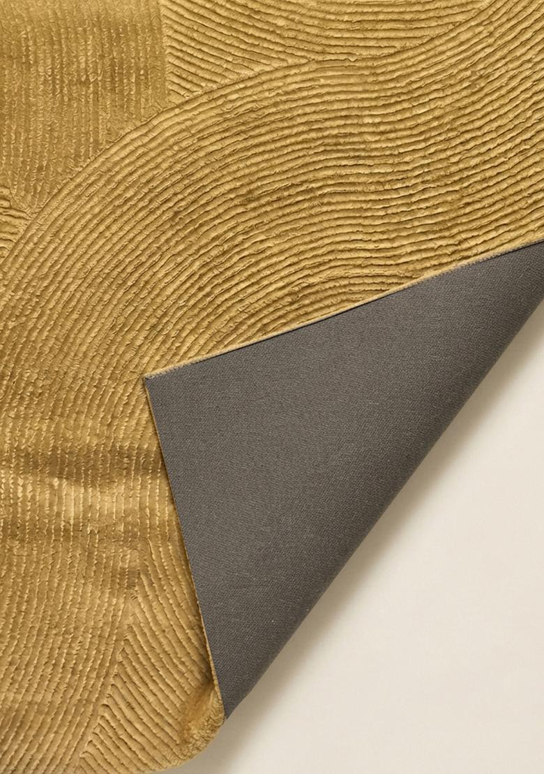 Saffron Rugs Hand Tufted Golden Yellow Swirls  Rectangular Wool Area Rug - Indya