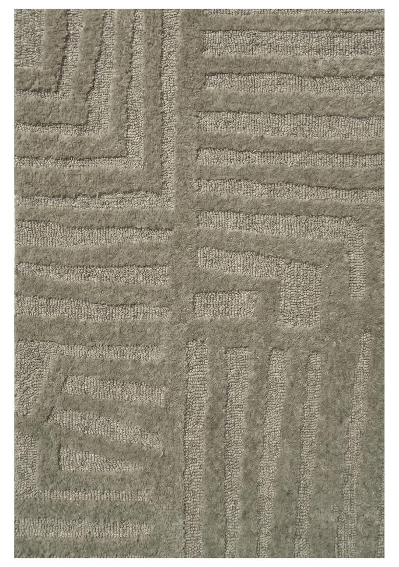 Saffron Rugs Hand Tufted Sage Green Geometric  Rectangular Wool Area Rug - Indya