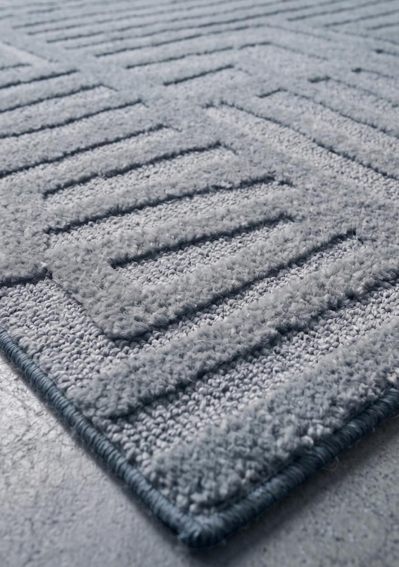 Saffron Rugs Hand Tufted Medium Grey Geometric  Rectangular Wool Area Rug - Indya