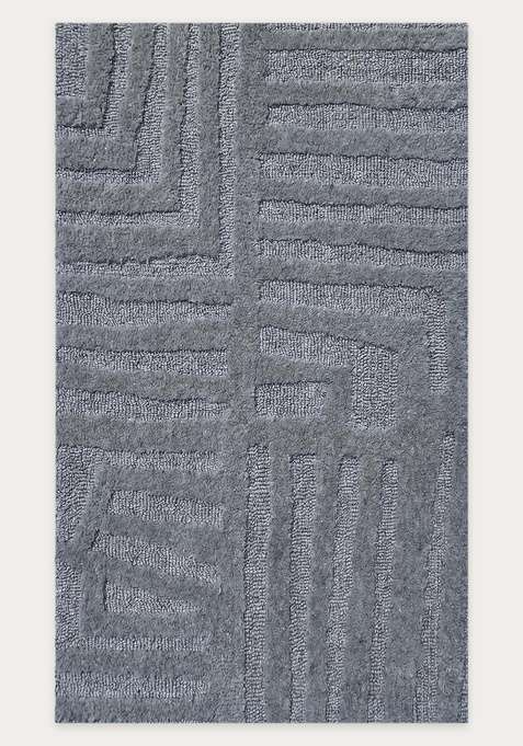 100% Wool Handmade Medium Grey Rug | Contemporary Geometric Carpet With Cotton Backing For Living Room