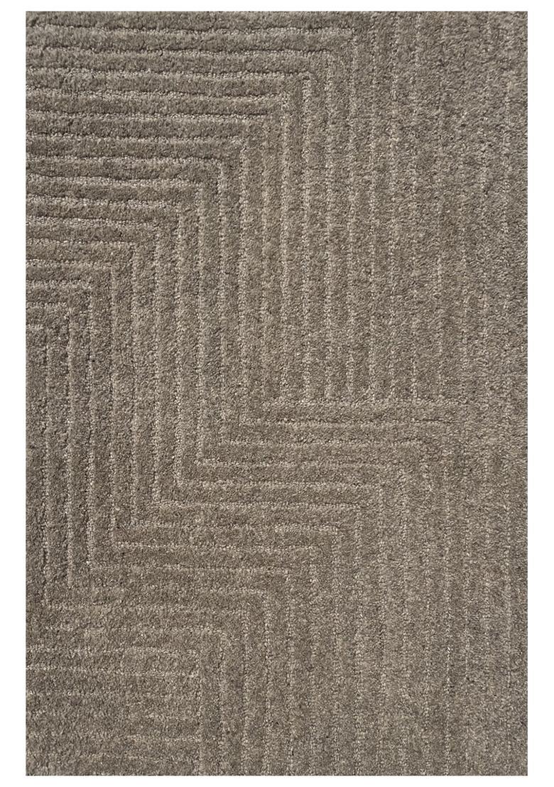 Saffron Rugs Hand Tufted Taupe Geometric  Rectangular Wool Area Rug - Indya