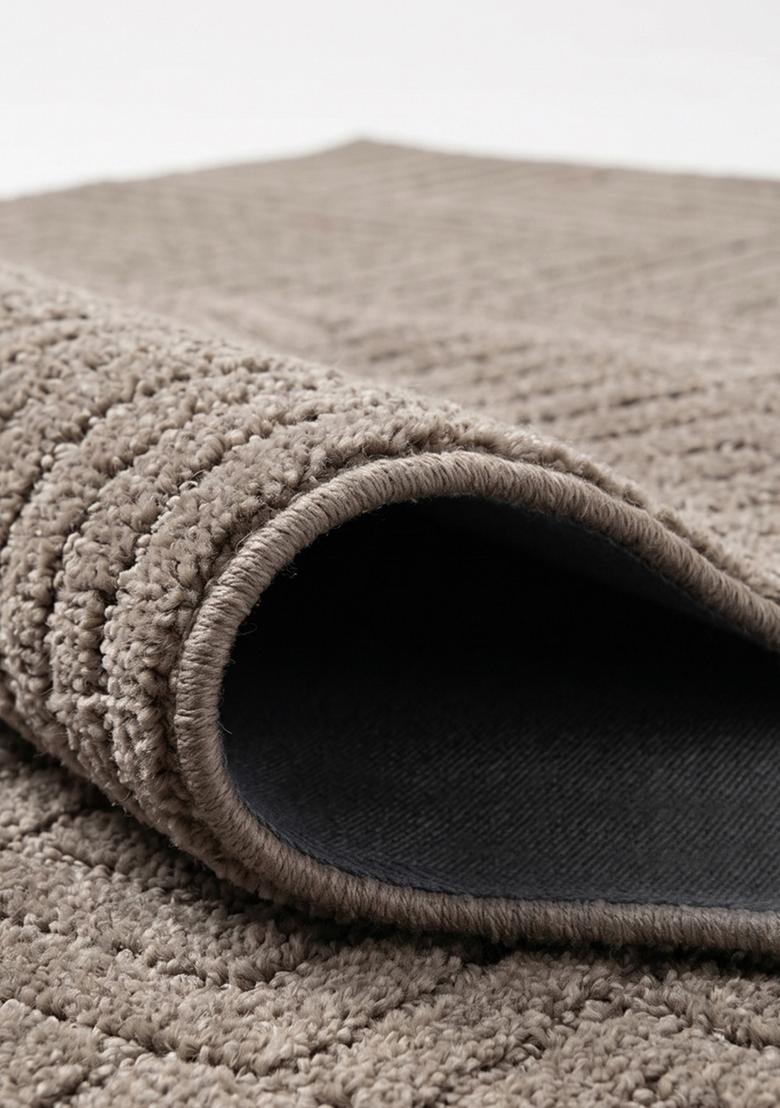 Saffron Rugs Hand Tufted Taupe Geometric  Rectangular Wool Area Rug - Indya