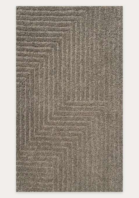 100% Wool Handmade Taupe Rug | Contemporary Geometric Carpet With Cotton Backing For Living Room