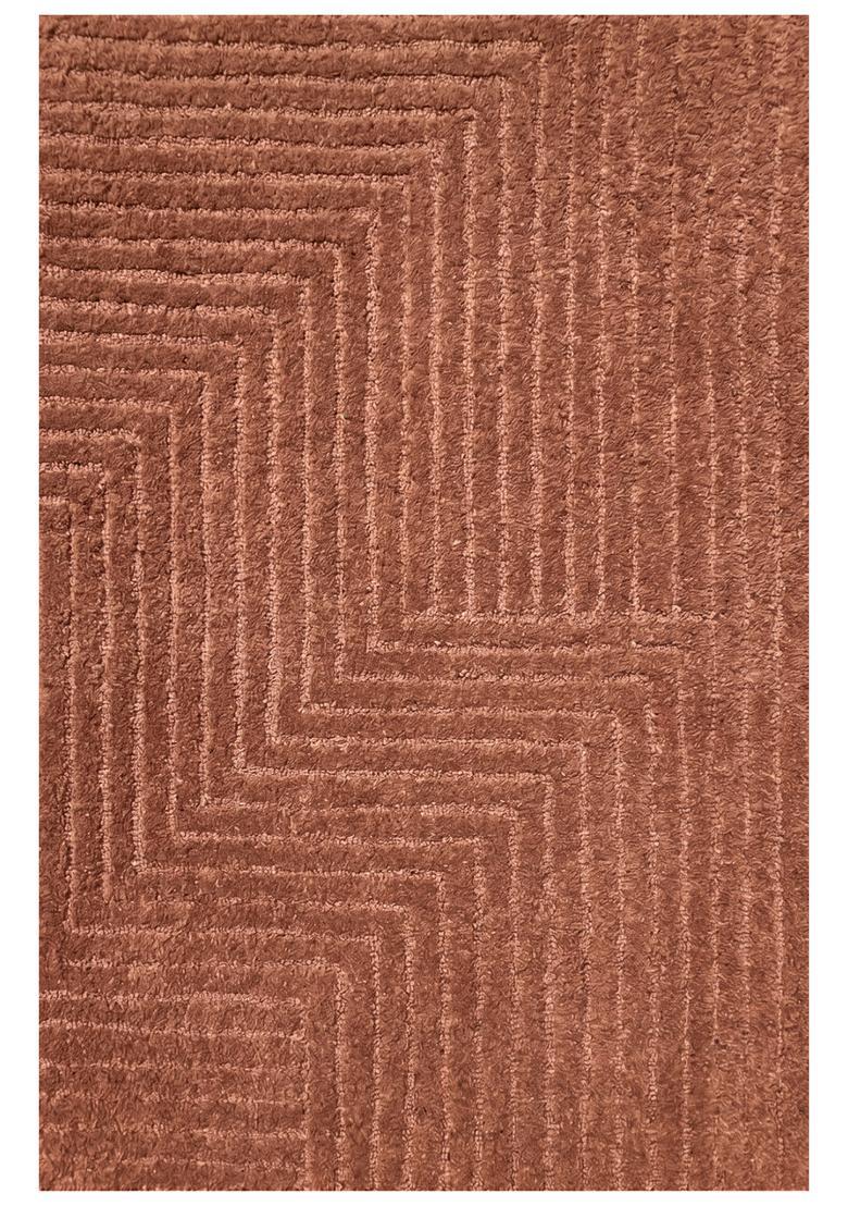 Saffron Rugs Hand Tufted Terracotta Geometric  Rectangular Wool Area Rug - Indya