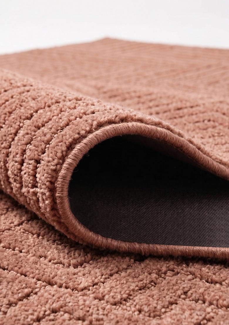 Saffron Rugs Hand Tufted Terracotta Geometric  Rectangular Wool Area Rug - Indya