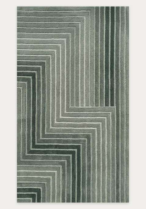 100% Wool Handmade Sage Green Rug | Contemporary Geometric Carpet With Cotton Backing For Living Room