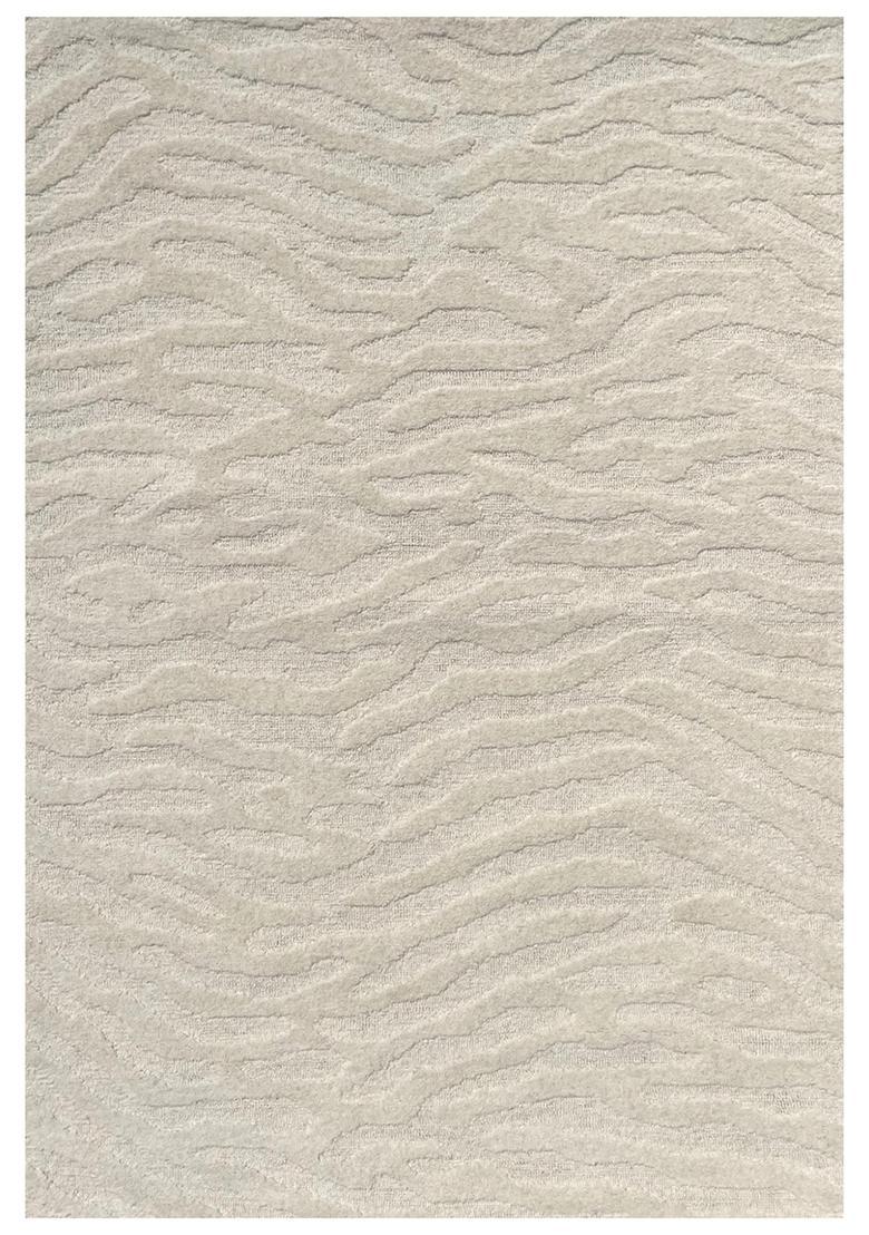 Saffron Rugs Hand Tufted Cream Swirls  Rectangular Wool Area Rug - Indya
