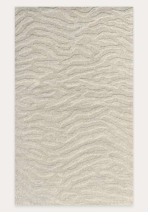 100% Wool Handmade Cream Rug | Contemporary Swirls Carpet With Cotton Backing For Living Room