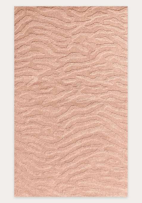 100% Wool Handmade Blush Pink Rug | Contemporary Swirls Carpet With Cotton Backing For Living Room