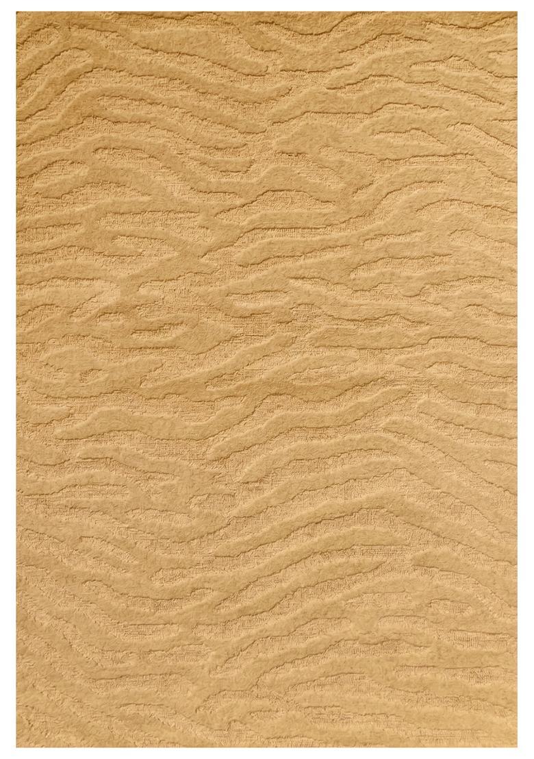 Saffron Rugs Hand Tufted Golden Beige Swirls  Rectangular Wool Area Rug - Indya