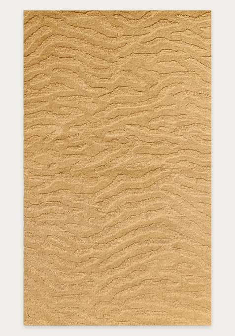 100% Wool Handmade Golden Beige Rug | Contemporary Swirls Carpet With Cotton Backing For Living Room