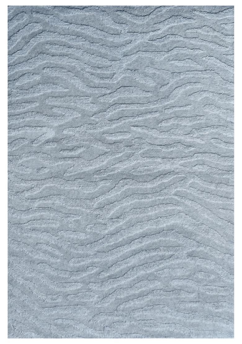 Saffron Rugs Hand Tufted Light Blue Grey Swirls  Rectangular Wool Area Rug - Indya