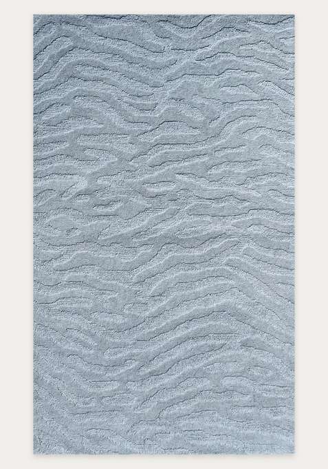 100% Wool Handmade Light Blue Grey Rug | Contemporary Swirls Carpet With Cotton Backing For Living Room