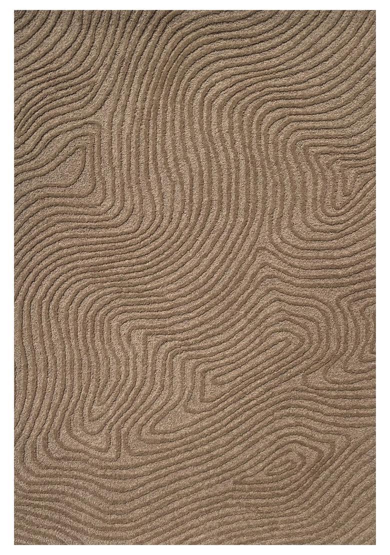 Saffron Rugs Hand Tufted Brown Taupe Swirls  Rectangular Wool Area Rug - Indya