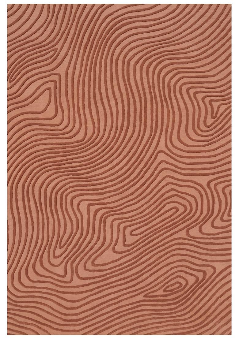 Saffron Rugs Hand Tufted Terracotta Brown Swirls  Rectangular Wool Area Rug - Indya