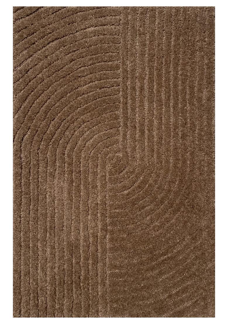 Saffron Rugs Hand Tufted Warm Brown Swirls  Rectangular Wool Area Rug - Indya