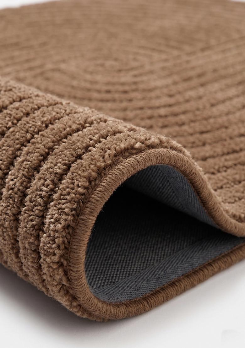 Saffron Rugs Hand Tufted Warm Brown Swirls  Rectangular Wool Area Rug - Indya