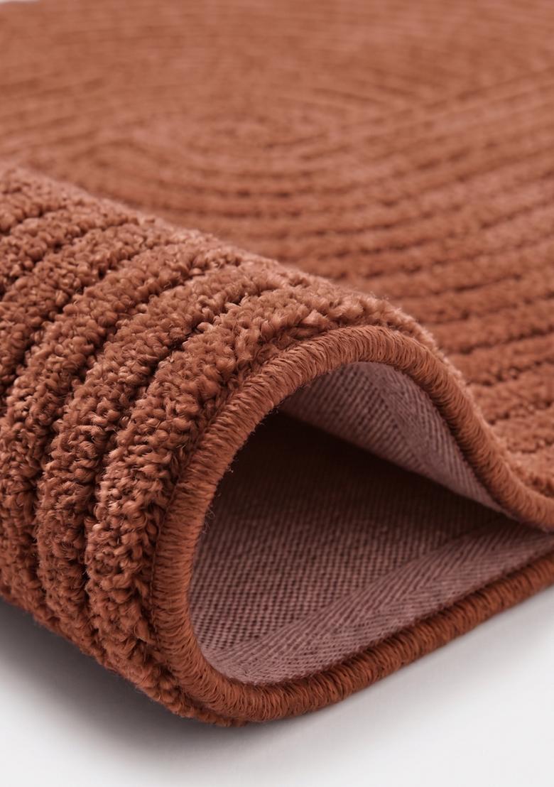 Saffron Rugs Hand Tufted Terracotta Brown Swirls  Rectangular Wool Area Rug - Indya