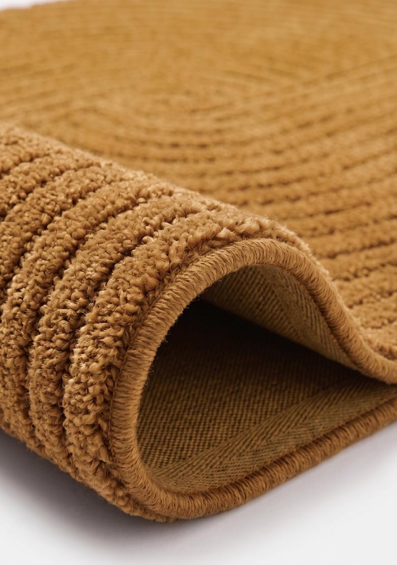 Saffron Rugs Hand Tufted Warm Golden Brown Swirls  Rectangular Wool Area Rug - Indya