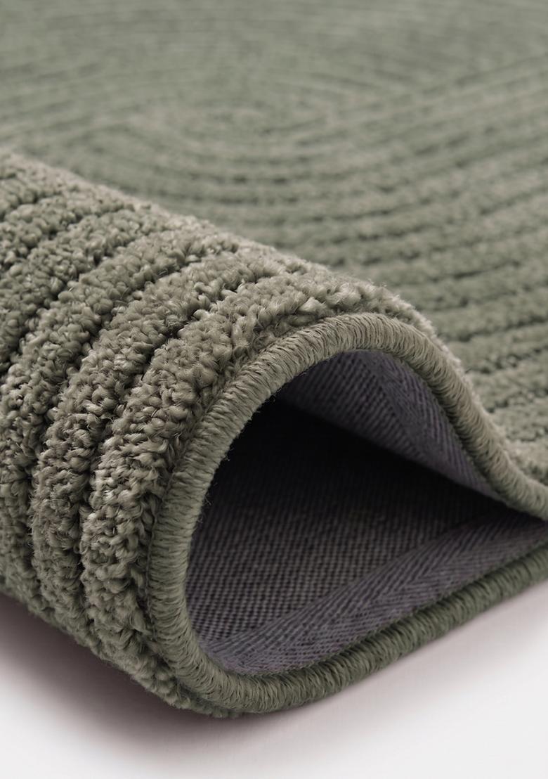 Saffron Rugs Hand Tufted Sage Olive Green Swirls  Rectangular Wool Area Rug - Indya