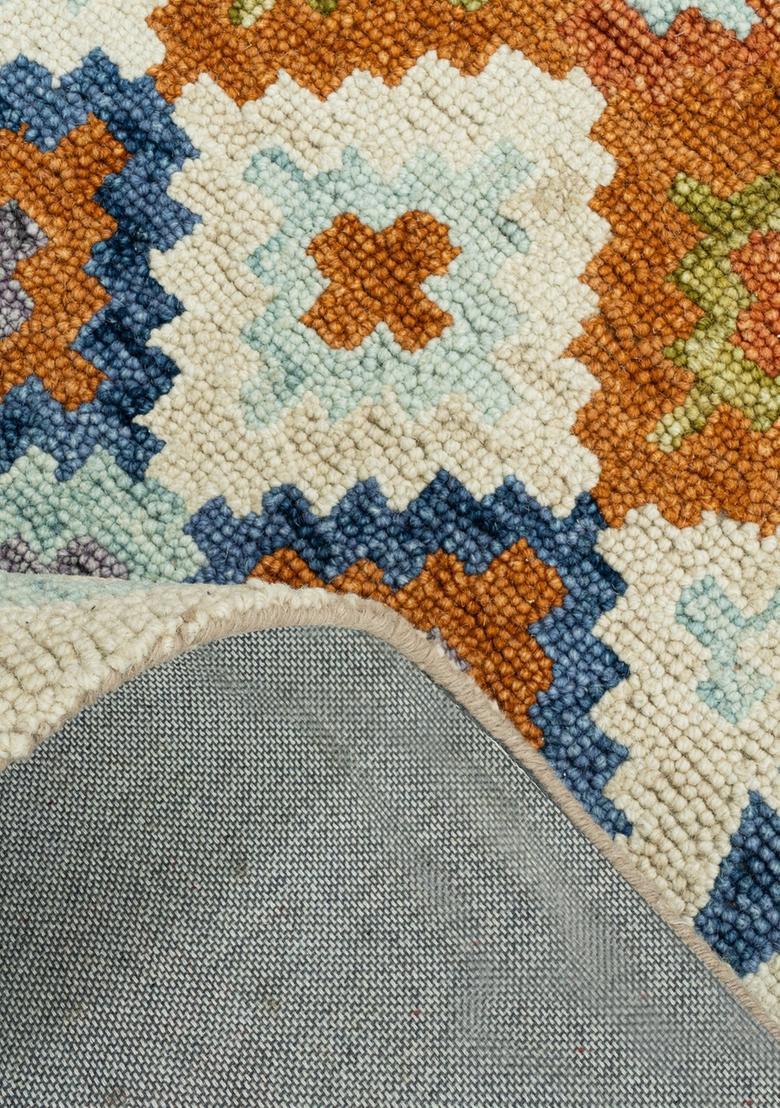 Saffron Rugs Hand Tufted Multicolor Geometric  Rectangular Wool Area Rug - Indya