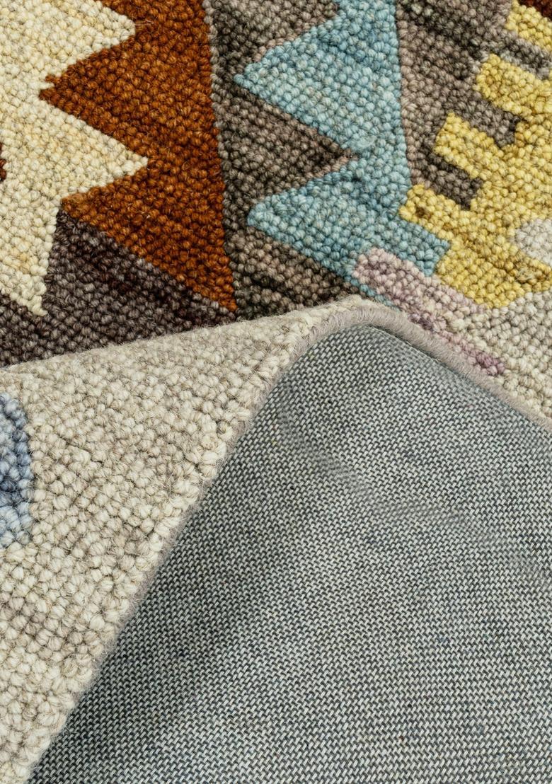 Saffron Rugs Hand Tufted Multicolor Geometric  Rectangular Wool Area Rug - Indya