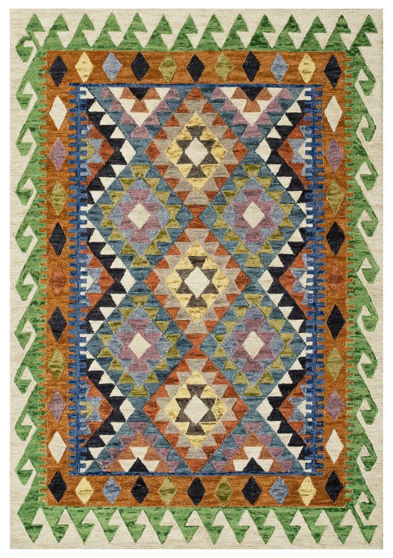 Saffron Rugs Hand Tufted Multicolor Geometric  Rectangular Wool Area Rug - Indya