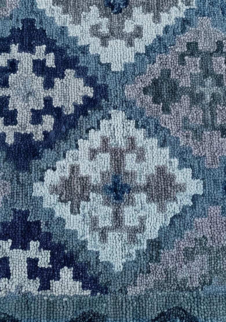 Saffron Rugs Hand Tufted Steel Blue Geometric  Rectangular Wool Area Rug - Indya