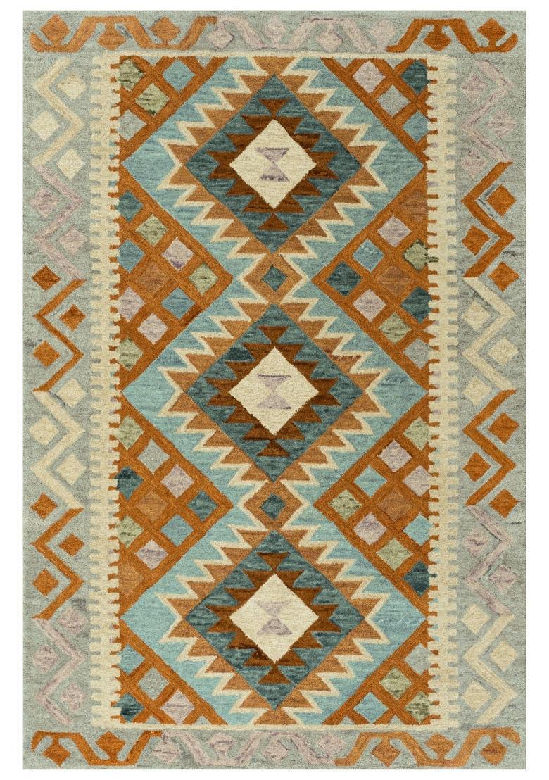 Saffron Rugs Hand Tufted Multicolor Geometric  Rectangular Wool Area Rug - Indya