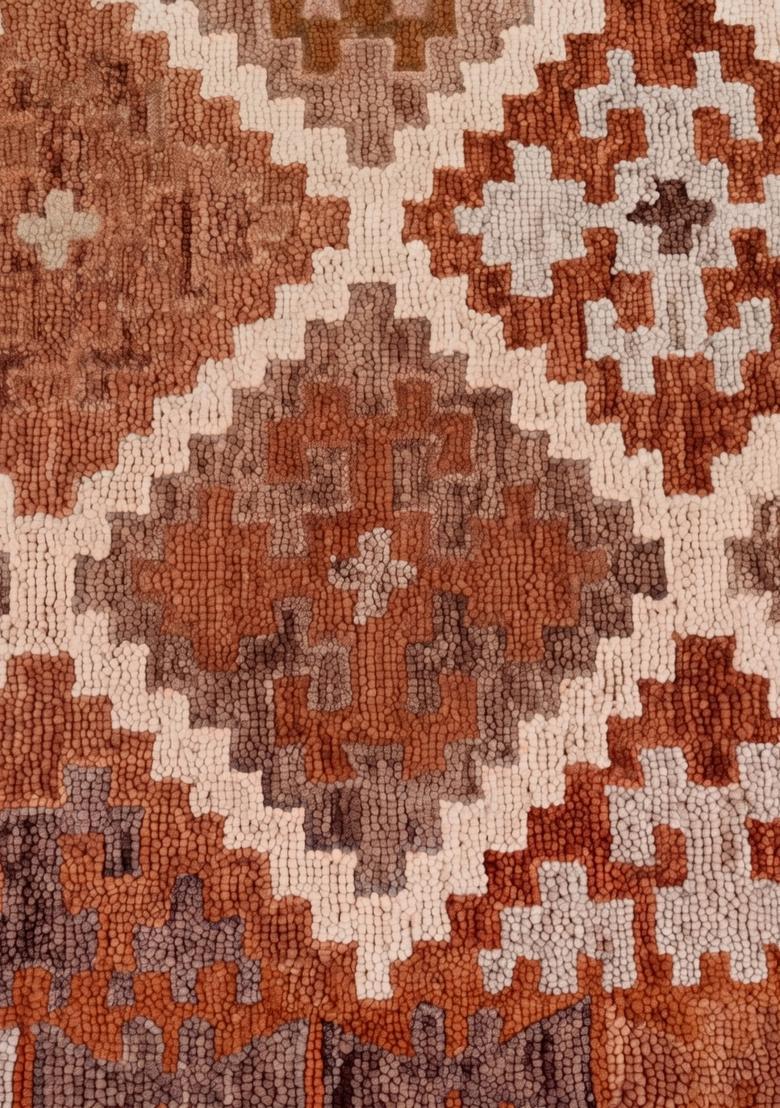 Saffron Rugs Hand Tufted Terracotta Orange Geometric  Rectangular Wool Area Rug - Indya