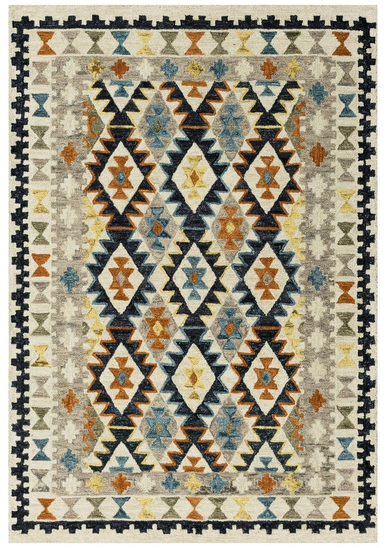 Saffron Rugs Hand Tufted Multicolor Geometric  Rectangular Wool Area Rug - Indya