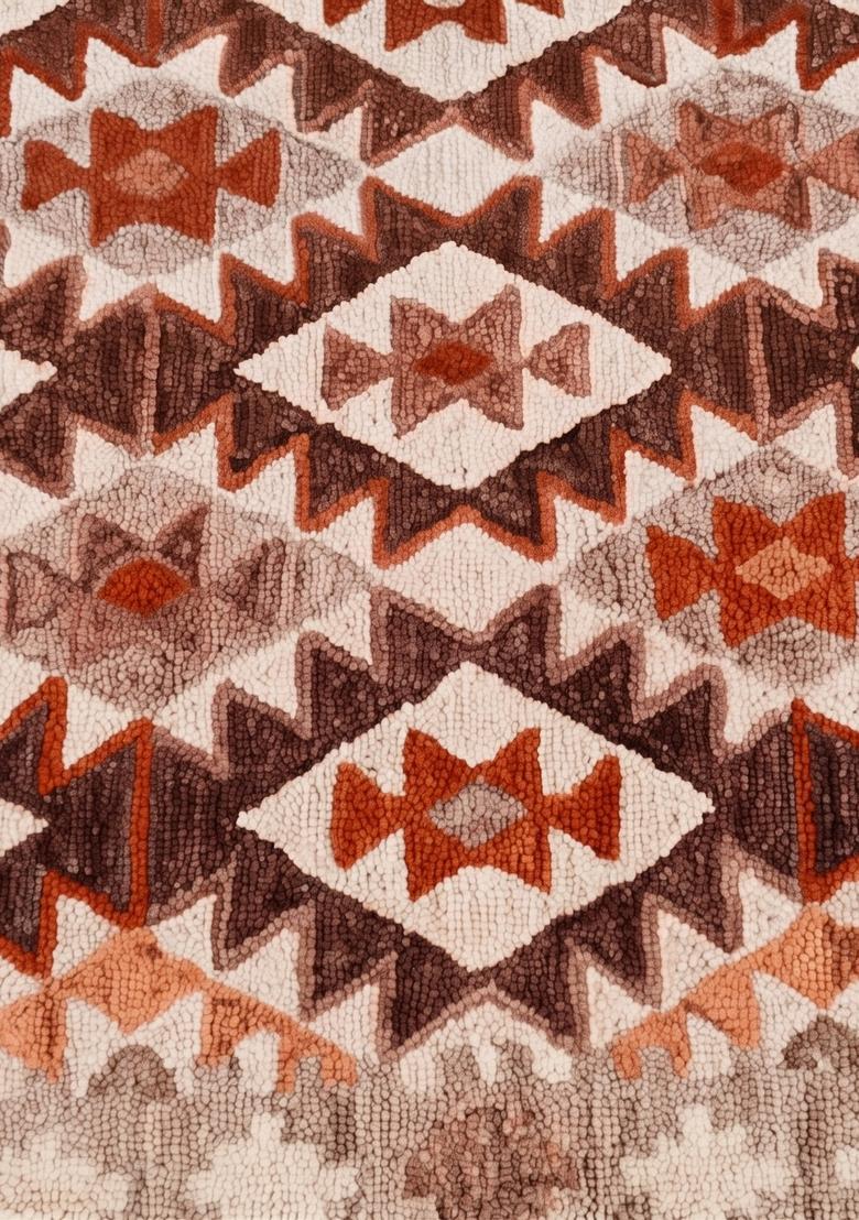 Saffron Rugs Hand Tufted Beige Multi Geometric  Rectangular Wool Area Rug - Indya