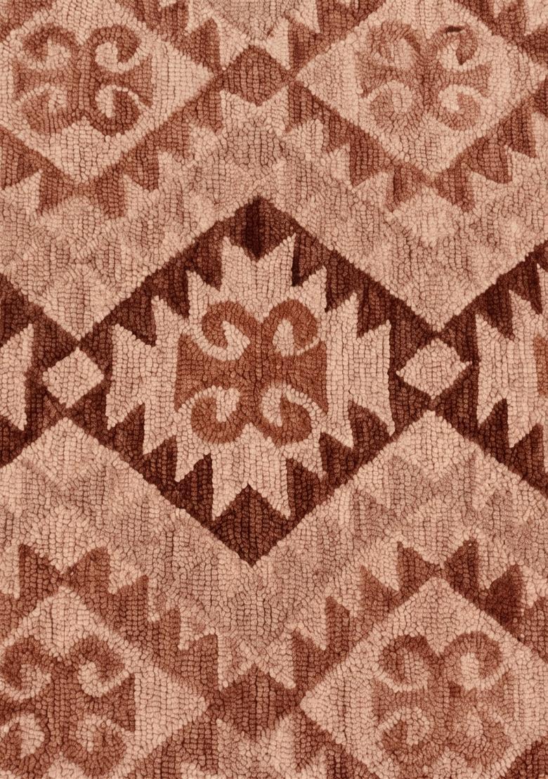Saffron Rugs Hand Tufted Terracotta Brown Geometric  Rectangular Wool Area Rug - Indya