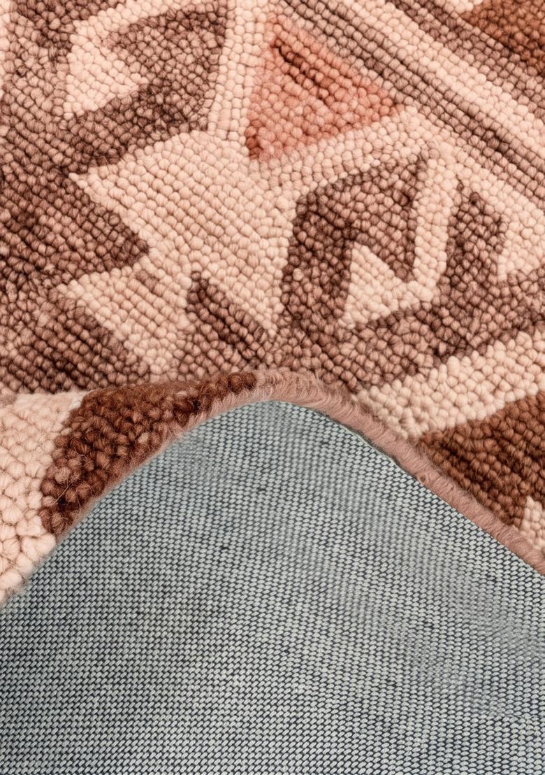 Saffron Rugs Hand Tufted Terracotta Brown Geometric  Rectangular Wool Area Rug - Indya