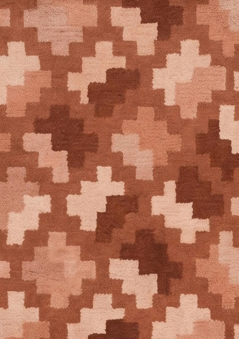 Saffron Rugs Hand Tufted Terracotta Brown Geometric  Rectangular Wool Area Rug - Indya