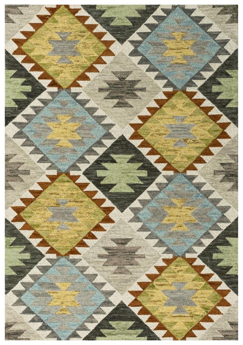 Saffron Rugs Hand Tufted Multicolor Geometric  Rectangular Wool Area Rug - Indya