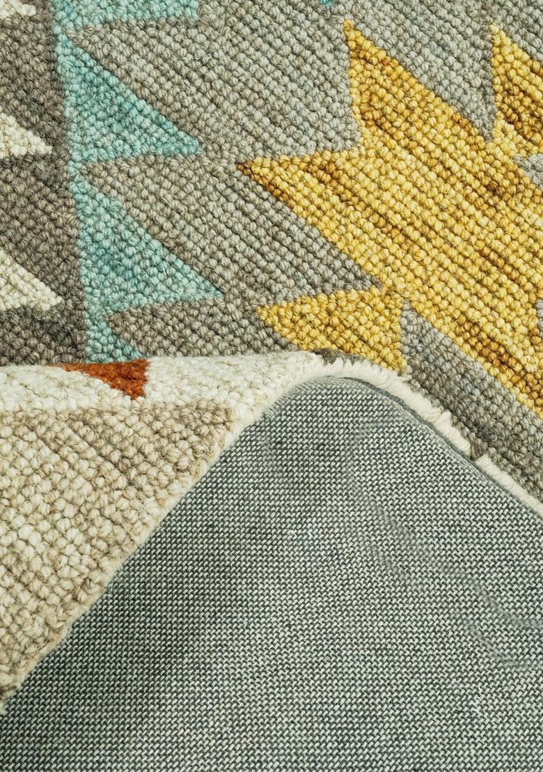 Saffron Rugs Hand Tufted Multicolor Geometric  Rectangular Wool Area Rug - Indya