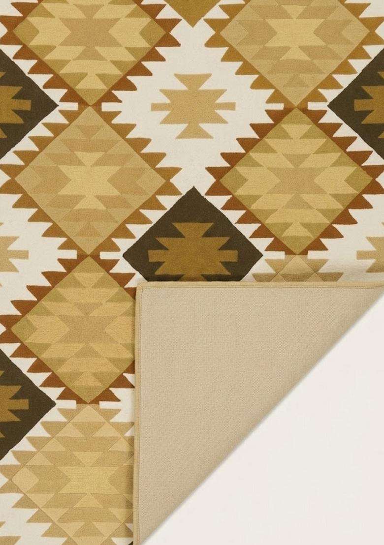 Saffron Rugs Hand-Tufted 100% Wool Area Rug | Golden Yellow Rectangular Rug | Cotton Backing | Bohemian Geometric Carpet for Living Room - Indya