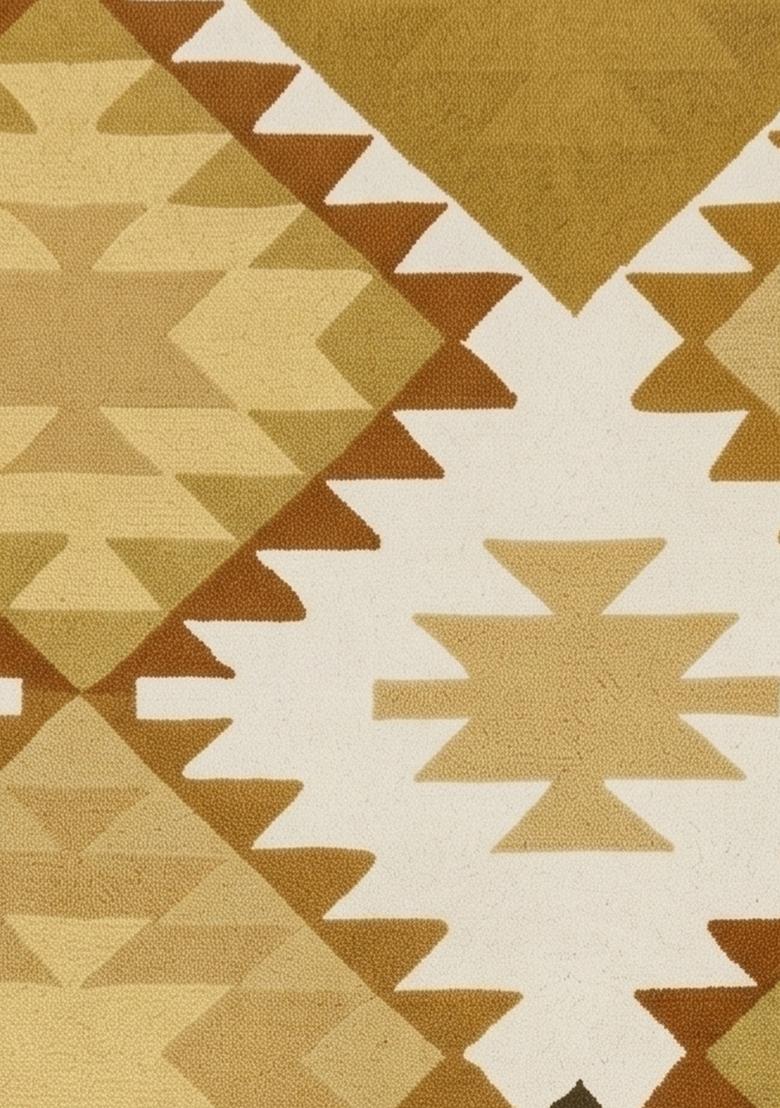 Saffron Rugs Hand Tufted Golden Yellow Geometric  Rectangular Wool Area Rug - Indya
