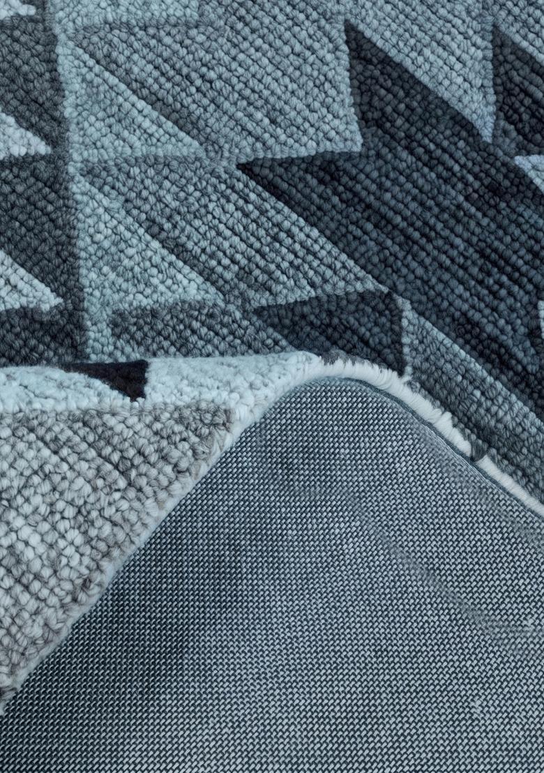 Saffron Rugs Hand Tufted Blue Grey Geometric  Rectangular Wool Area Rug - Indya