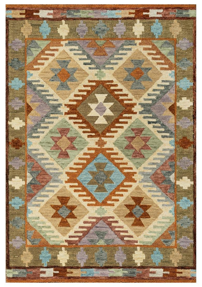 Saffron Rugs Hand Tufted Multi Color Geometric  Rectangular Wool Area Rug - Indya