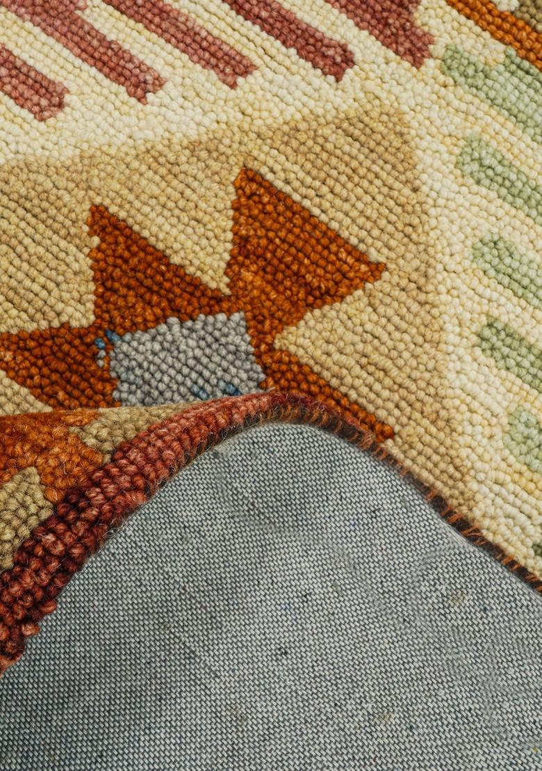 Saffron Rugs Hand Tufted Multi Color Geometric  Rectangular Wool Area Rug - Indya