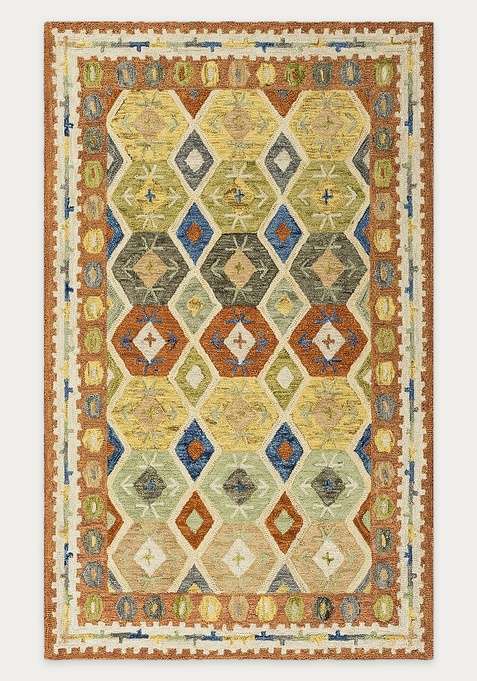 100% Wool Handmade Multicolor Rug | Bohemian Geometric Carpet With Cotton Backing For Living Room