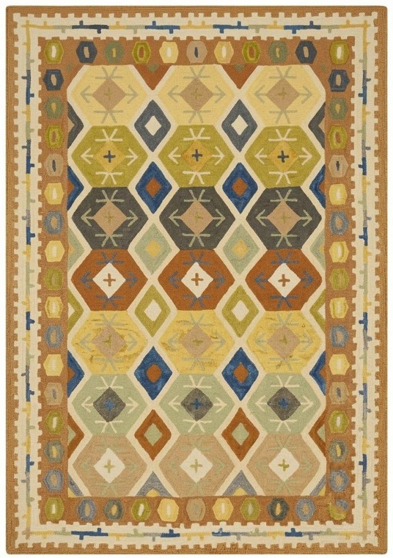 Saffron Rugs Hand Tufted Multi Color Geometric  Rectangular Wool Area Rug - Indya