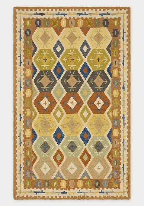 100% Wool Handmade Multi Color Rug | Bohemian Geometric Carpet With Cotton Backing For Living Room