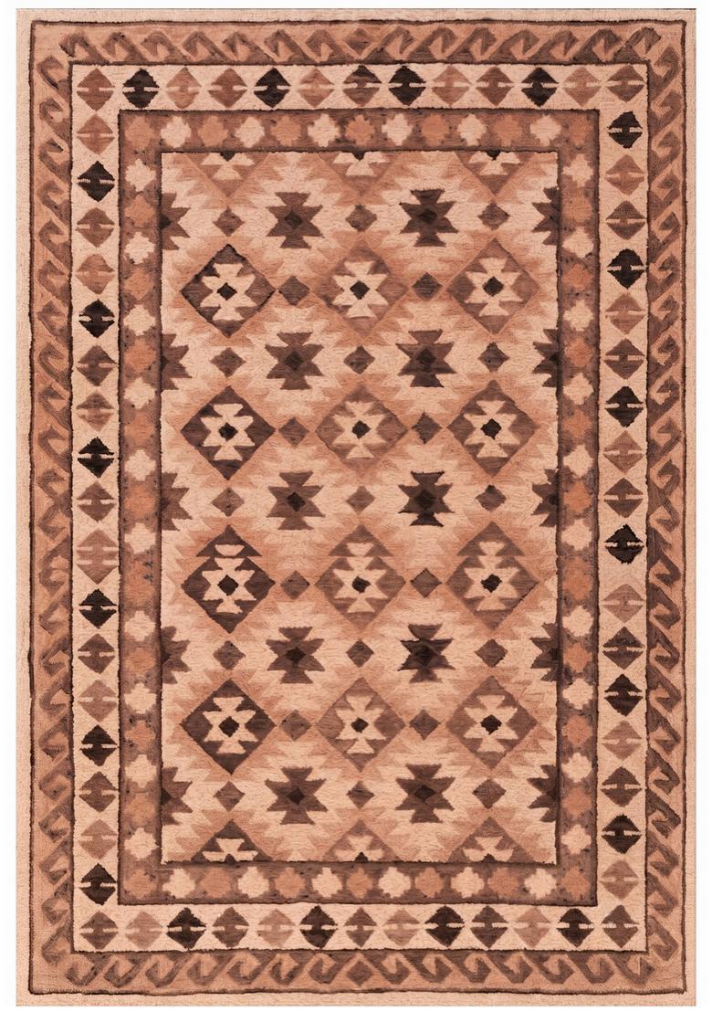 Saffron Rugs Hand Tufted Terracotta Beige Geometric  Rectangular Wool Area Rug - Indya