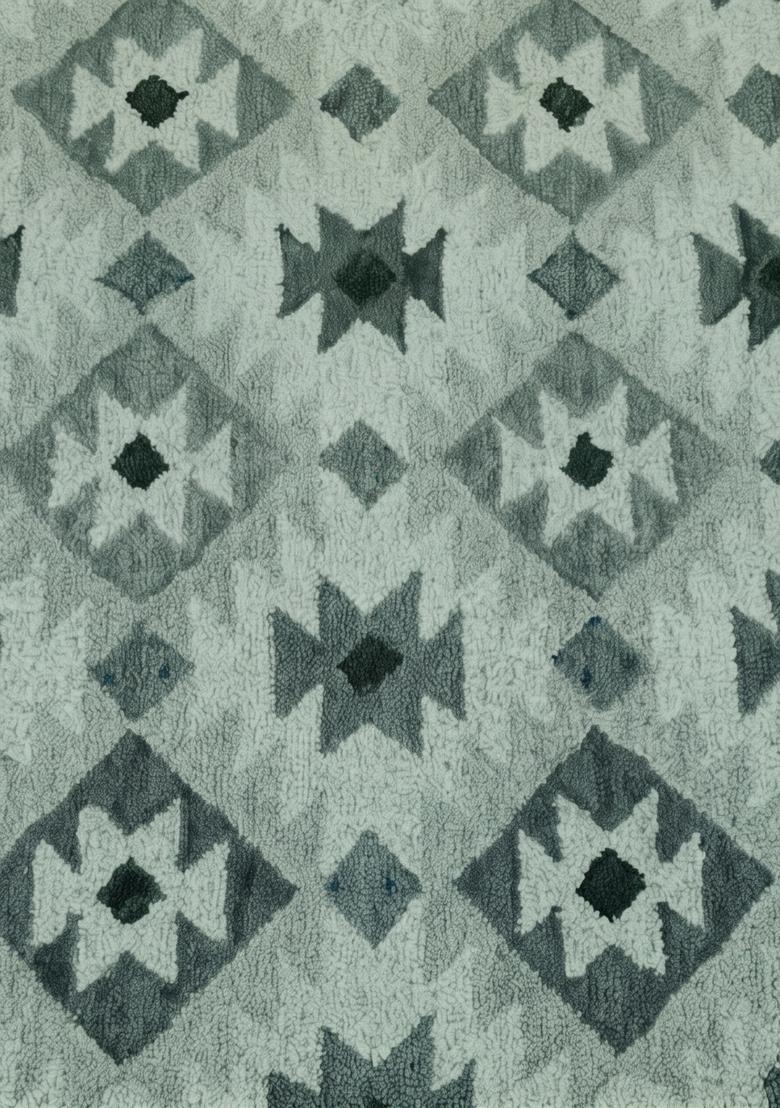 Saffron Rugs Hand Tufted Light Grey Geometric  Rectangular Wool Area Rug - Indya