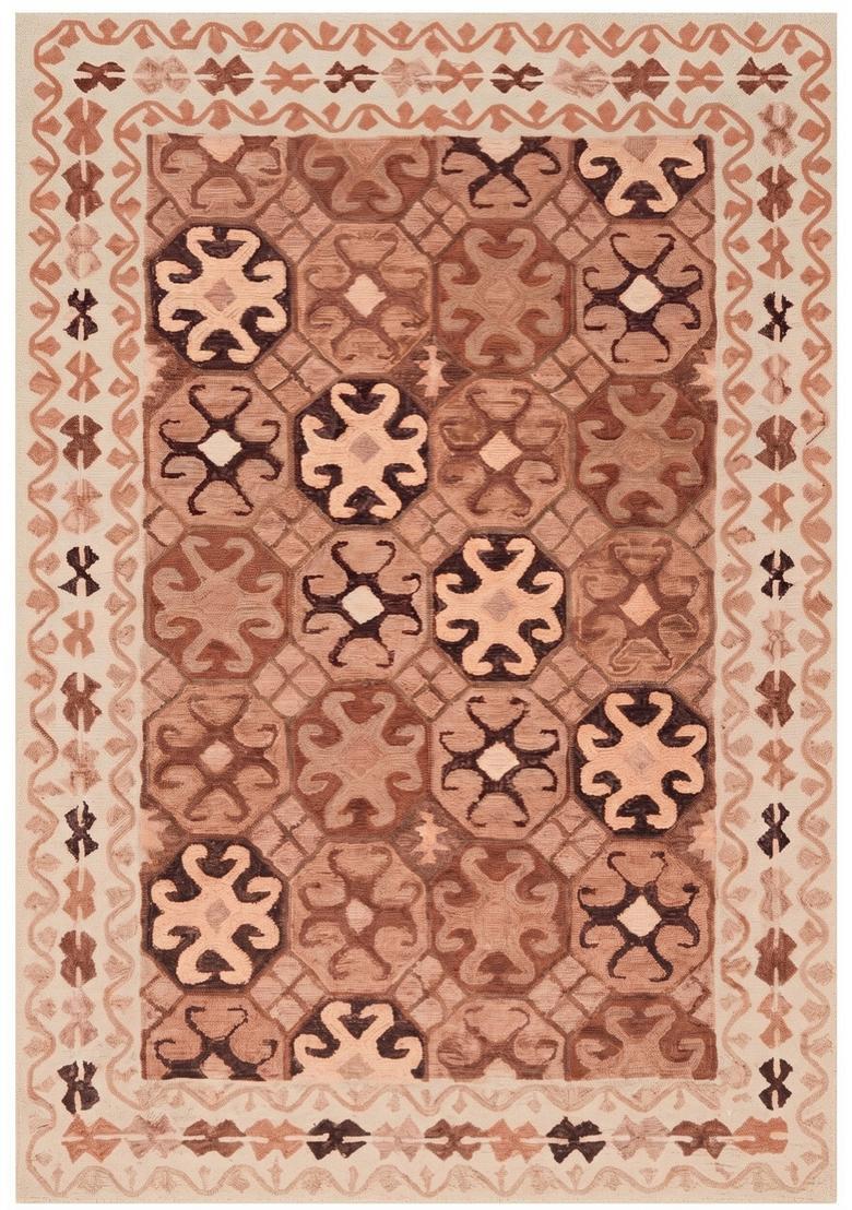 Saffron Rugs Hand Tufted Terracotta Brown Geometric  Rectangular Wool Area Rug - Indya